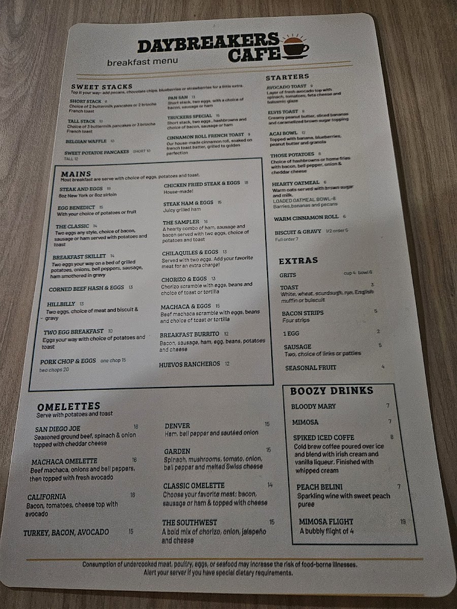 Daybreakers Cafe Menu - Image 2